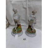 A pair of 19th century continental bisque porcelain figurines.