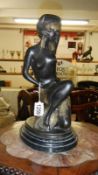 A bronze semi nude figure signed Bouchon