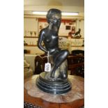A bronze semi nude figure signed Bouchon