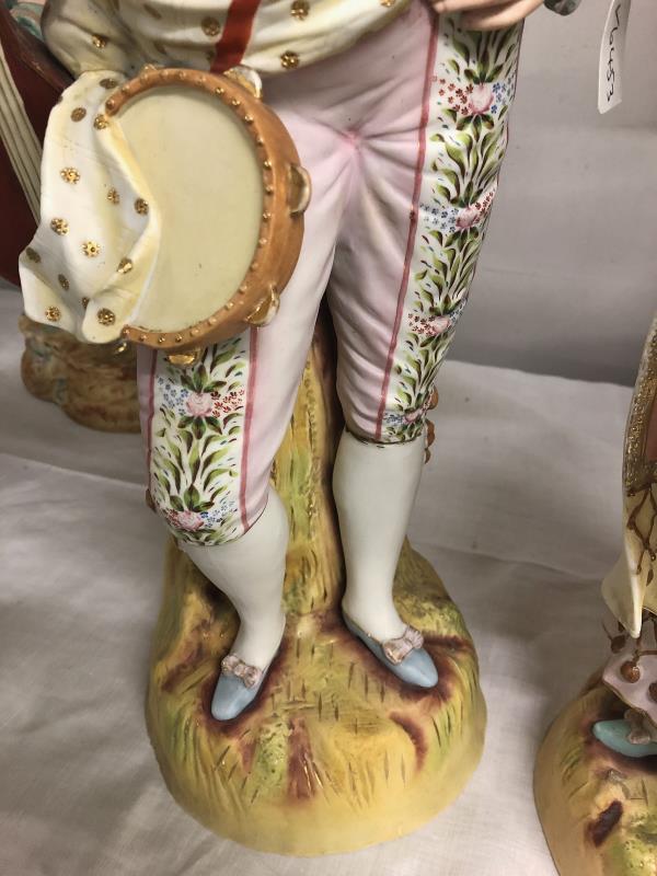 A fine large pair of continental porcelain figures, 52 cm tall. - Image 5 of 17