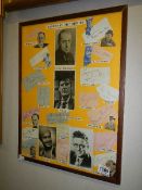 A collection of framed and glazed autographs including Arthur Askey, Billy Cotton,