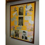 A collection of framed and glazed autographs including Arthur Askey, Billy Cotton,