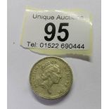 A minting error 1996 £1 coin (1 is missing from 1996).