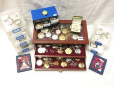 A large collection of pocket watches including Victorian silver