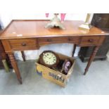 A mahogany 3 drawer library table.