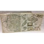 2 18th century coloured engravings of maps by Robert Morden consisting of Norfolk and 'The Smaller