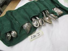 A quantity of mid Victorian silver cutlery featuring engraved heron on handles and consisting of 6