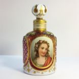 A 19th century cranberry cameo glass scent bottle.