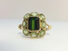 A yellow gold and emerald ring, size Q.