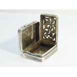 A 19th century silver vinaigrette, hall marked Birmingham 1872, maker G.U.