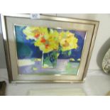 A framed acrylic on board entitled verso 'Yellow Flowers in Summer'.
