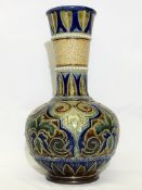 A 1881 Doulton Lambeth vase with narrow neck.
