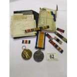 2 WW1 medals fo 242937 Pte S S Dolton, North'd Fusiliers.