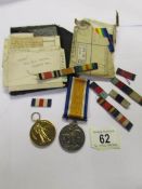 2 WW1 medals fo 242937 Pte S S Dolton, North'd Fusiliers.