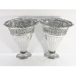 A pair of silver vases, C B & S, Sheffield 1903.