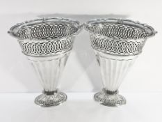 A pair of silver vases, C B & S, Sheffield 1903.