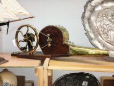 A set of 19th century brass and wood peat bellows.