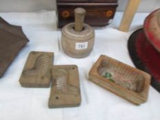 4 Victorian butter moulds.