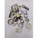 A quantity of watches including silver pocket watch for spares or repair.