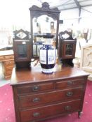 An old mahogany dressing table with 2 doors above 2 over 2 drawers.