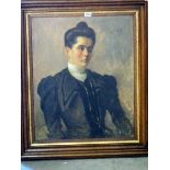 A Georges Villain (Paris 1854 - 1930) oil on canvas portrait painting "The Irish Governess",