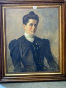 A Georges Villain (Paris 1854 - 1930) oil on canvas portrait painting "The Irish Governess",