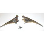 A pair of cold painted bronze pheasants.