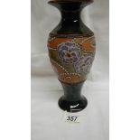 A Doulton Slater's patent vase with attractive pattern of lilac flowers with brown centres of a