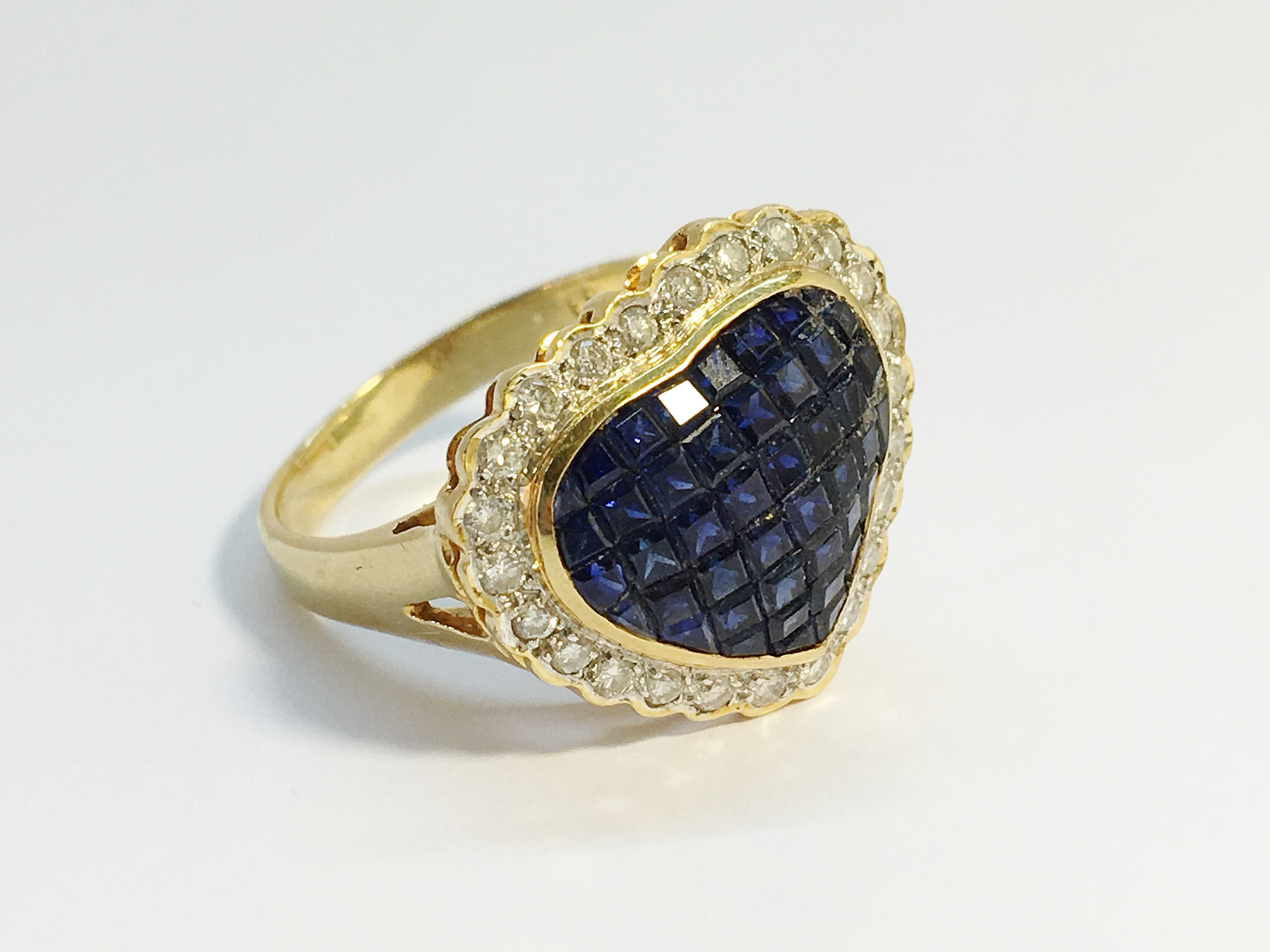 An 18ct gold sapphire and diamond heart shaped ring, size U. - Image 2 of 7
