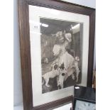 An oak framed nostalgic print 'Out of Reach' after Arthur J Elsley, image 36 x 52 cm,
