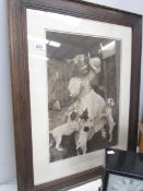 An oak framed nostalgic print 'Out of Reach' after Arthur J Elsley, image 36 x 52 cm,