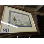 A framed and glazed marine watercolour signed H Heery, image 15 x 10 cm.