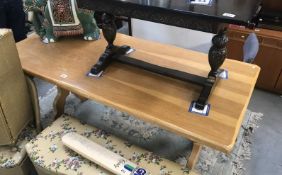 A pub style blond oak dining table