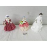 3 Royal Doulton figurines 'Cissie' HN1809, 'Lavinia' HN1955, and 'Harmony' HN4096.