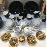 A Kutani tea set plus 2 gilded wade cups and saucers etc.