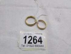 Two 22ct gold wedding bands, 8 grams.