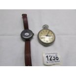 A Railway timekeeper pocket watch and a silver 925 J W Benson watch.