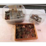 A large mixed lot of coins.