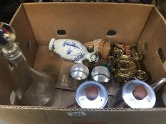 A mixed lot including a tea set, decantor horse carraige etc.