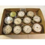 A tray of gent's pocket watches for spare or repair, (11 in total).