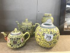 4 oriental pottery vases