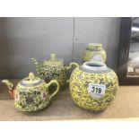 4 oriental pottery vases