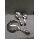 A 3 piece silver dressing set (a/f).