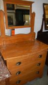 An old pine mirror backed dressing table.