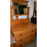 An old pine mirror backed dressing table.