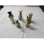 5 Beatrix Potter figurines including Pickles and Johnny Town Mouse.