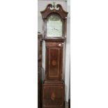 A mahogany inlaid 8 day long case clock marked Jn Brown, Harleston.
