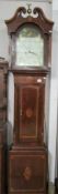 A mahogany inlaid 8 day long case clock marked Jn Brown, Harleston.