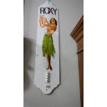 A Roxy Life enamel sign (missing thermometer tube).