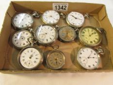 A tray of gent's pocket watches for spare or repair, 10 in total.